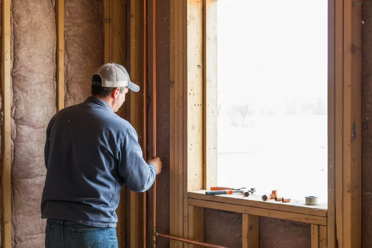 Licensed plumber running new copper supply lines in a Maugansville home