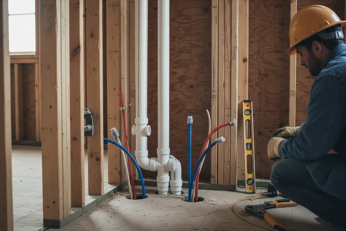 Drain and supply rough-in during Drain Cleaning in Maugansville