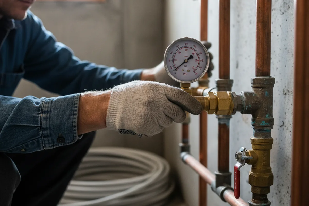 Pressure testing a repaired line during Water Line Repair in Maugansville